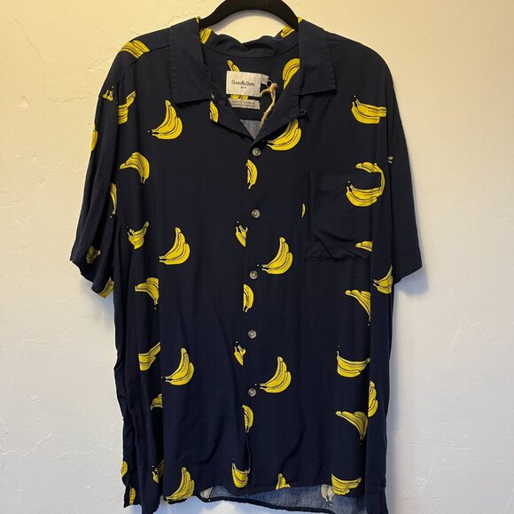 Goodfellow and Co. Banana Print Short Sleeve Button Down XL - Picture 3 of 4